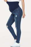 Ripped Indigo Blue High Waist Slim Stretchy Maternity Jeans