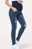 Ripped Indigo Blue High Waist Slim Stretchy Maternity Jeans