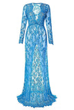 Sexy Long Seelves Sheer Lace Maternity Baby Shower Dress