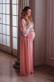 Sexy Pink See-through Chiffon Maternity Photoshoot Dress