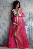 Sexy See-through Tulle Long Sleeves Maternity Photoshoot Dress