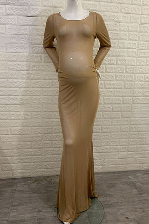 Sexy Sheer Mermaid Long Sleeves Maternity Photoshoot Dress