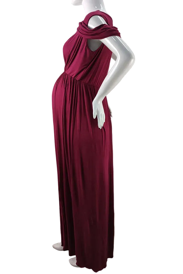 strapless open back dress Sexy Thigh-high Slit Off-the-shoulder Maternity Dress – Glamix Maternity