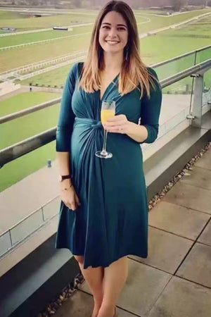 Soft Plus Size V-neck Wrap Short Maternity Dress