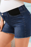 Soft Mid-Rise Stretch Denim Maternity Shorts