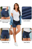 Soft Mid-Rise Stretch Denim Maternity Shorts
