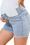 Soft Mid-Rise Stretch Denim Maternity Shorts