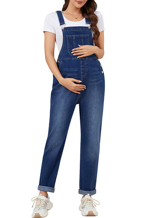 Stretchy Boyfriend Denim Maternity Overalls Jumpsuit