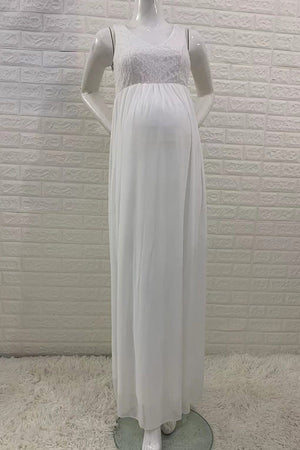 V-neck Sleeveless A-line Chiffon Maternity Dress