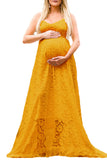 White Vintage Backless Lace Maternity Photoshoot Gown