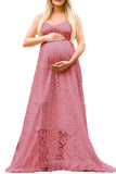 White Vintage Backless Lace Maternity Photoshoot Gown