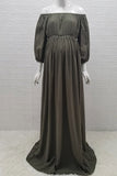 Vintage Boho Off-the-shoulder Maternity Maxi Dress