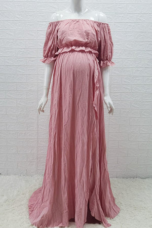 Vintage Cotton Off-the-shoulder Two-piece Maternity Photoshoot Dress