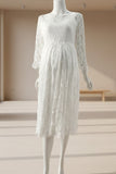 Vintage Long Sleeves Lace Short Maternity Dress