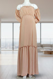 Vintage Off-the-shoulder High Slit Boho Matenrity Photoshoot Dress