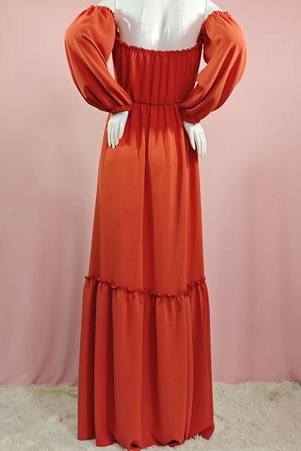 Vintage Off-the-shoulder High Slit Boho Matenrity Photoshoot Dress Glamix Maternity Vintage Off-the-shoulder High Slit Boho Matenrity Photoshoot Dress Glamix Maternity