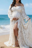 Vintage Two-piece Lace Boho Maternity Photoshoot Dress