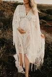 White Lace Boho See-through Maternity Photoshoot Dress