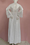 White Vintage Boho Puffy Sleeves Maternity Photoshoot Dress