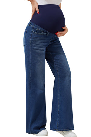 Wide Leg Maternity Jeans Bootcut Stretchy Pregnancy Denim Pants