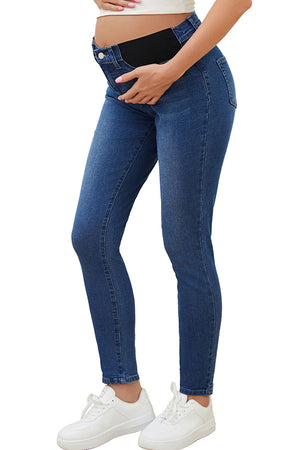 Women's Maternity Skinny Pregnancy Jeans Mid-Rise Postpartum Denim Pants