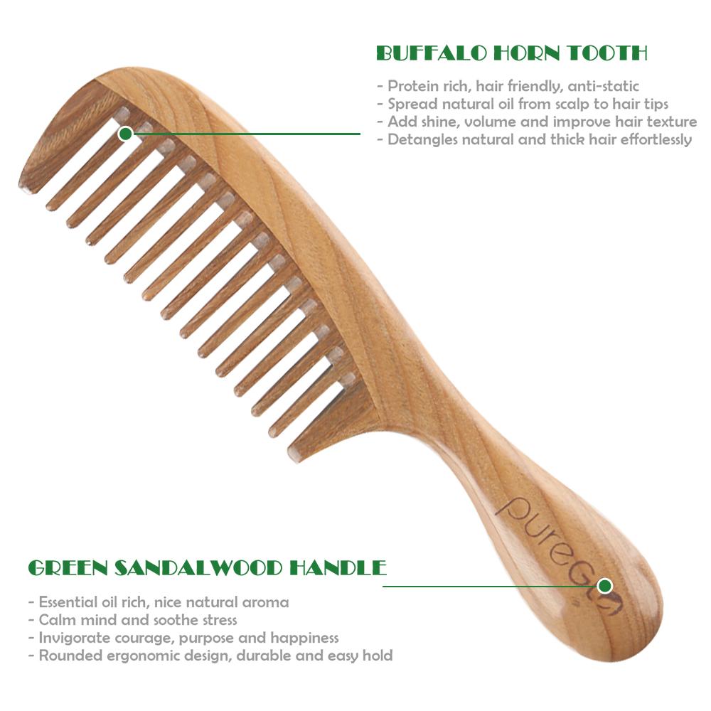 Natural Wooden Wide & Fine Tooth Hair Comb Set - Glamix Maternity