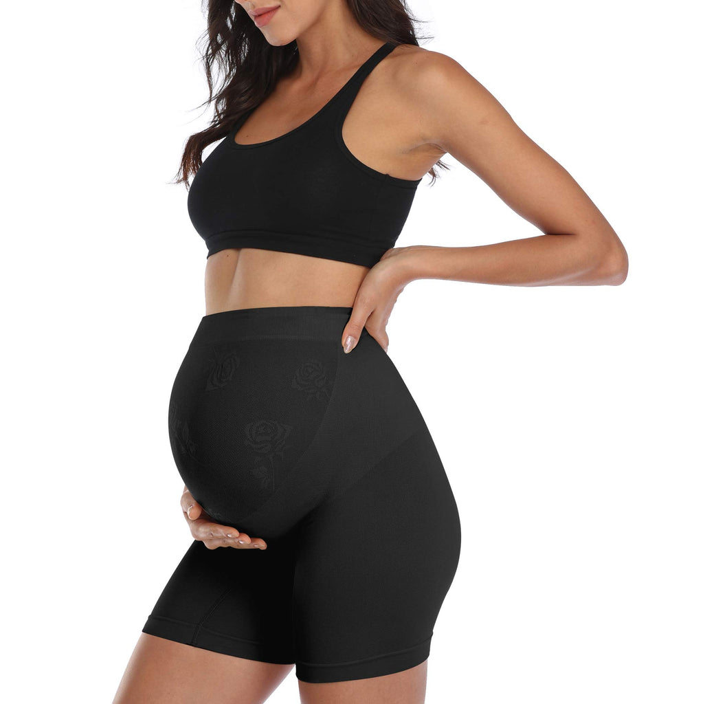 2-Pack Black Seamless Shapewear Maternity Belly Support Panties