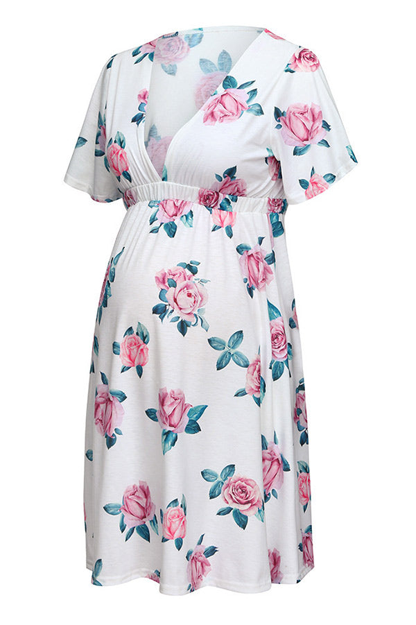 2022 Floral Casual Maternity Short Dress - Glamix Maternity