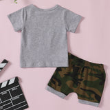 [12M-4Y] 2pcs Baby Boys Short-Sleeve Top Camouflage Shorts Suit