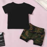 [12M-4Y] 2pcs Baby Boys Short-Sleeve Top Camouflage Shorts Suit