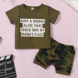 [12M-4Y] 2pcs Baby Boys Short-Sleeve Top Camouflage Shorts Suit