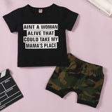 [12M-4Y] 2pcs Baby Boys Short-Sleeve Top Camouflage Shorts Suit