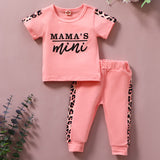 [6M-4Y] 2pcs Baby Leopard Short-sleeve Sweatshirts and Trousers Set