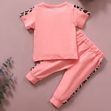 [6M-4Y] 2pcs Baby Leopard Short-sleeve Sweatshirts and Trousers Set