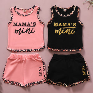 [12M-4Y] 2pcs Cotton Slogan Printed Vest Stitching Shorts Suit