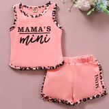 [12M-4Y] 2pcs Cotton Slogan Printed Vest Stitching Shorts Suit