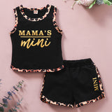 [12M-4Y] 2pcs Cotton Slogan Printed Vest Stitching Shorts Suit