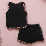 [12M-4Y] 2pcs Cotton Slogan Printed Vest Stitching Shorts Suit