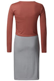 2pcs Solid Color Tight Midi Pregnancy Dress & Long SLeeves Top