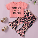 [12M-5Y] 2pcs Toddler Girls Leopard Bell Bottom Pants With Top