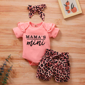 [6M-3Y] 3pcs Baby Leopard Short-Sleeve Cute Romper Suit