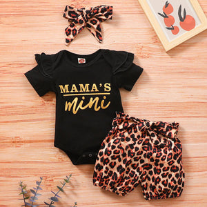 [6M-3Y] 3pcs Baby Leopard Short-Sleeve Cute Romper Suit