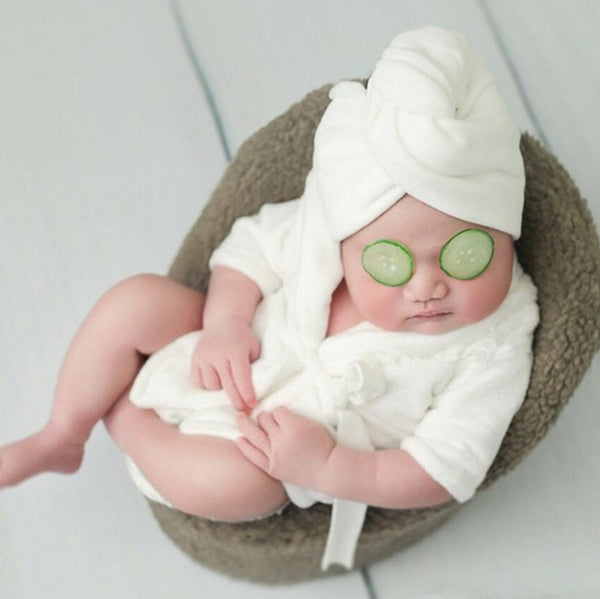[0M-6M] 3pcs Newborn Baby Long Sleeve Bathrobe Suit Photo Shoot