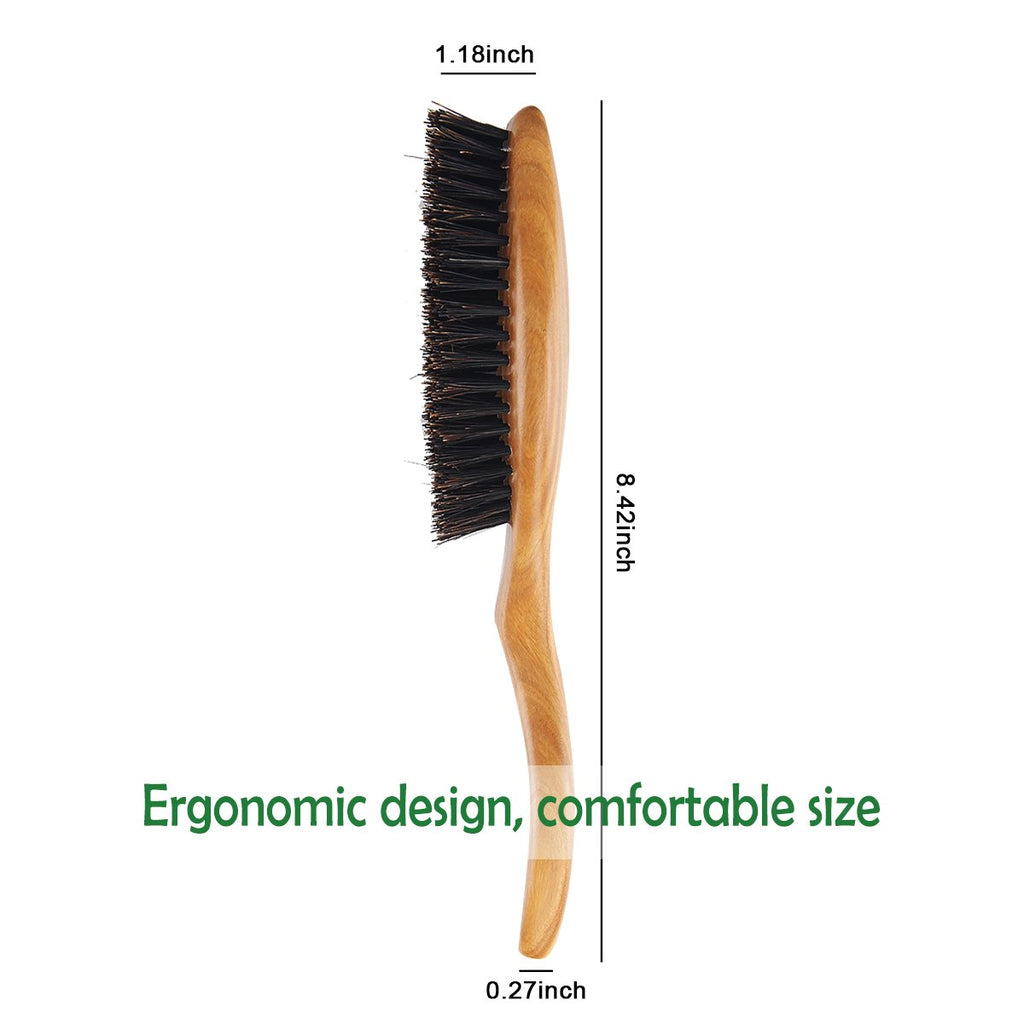 Natural Green Sandalwood Boar Bristle Hair Brush Set