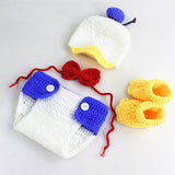 [0M-3M] 4pcs Newborn Baby Knitting Duckling Photoshoot Suit