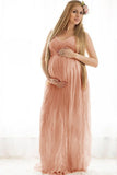 A-line Backless Lace Maxi Maternity Dress Baby Shower Gown