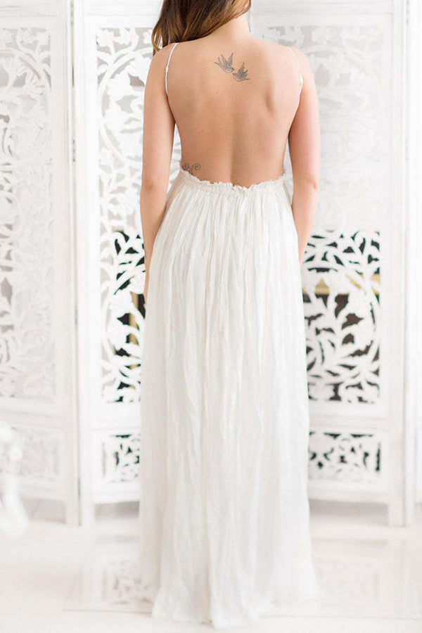 A-line Backless Lace Maxi Maternity Dress Baby Shower Gown