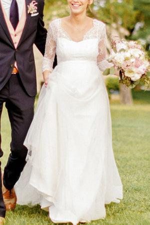 A-line Lace Long Sleeves Maternity Photoshoot Gown