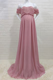 A-line Off-the-shoulder Chiffon Maternity Baby Shower Dress