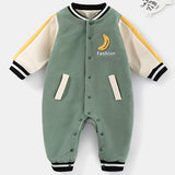 [3M-24M] Baby Baseball Jersey Jumpsuit Banana Pattern Romper